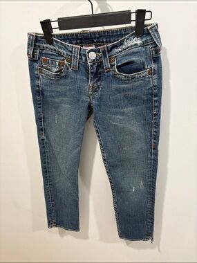 True Religion Blue Cropped capri Skinny Jeans